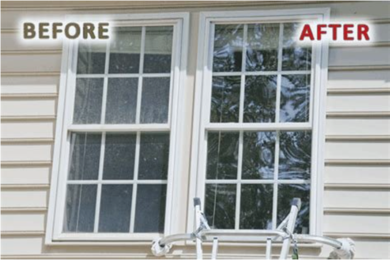 Windows before and after window cleaning