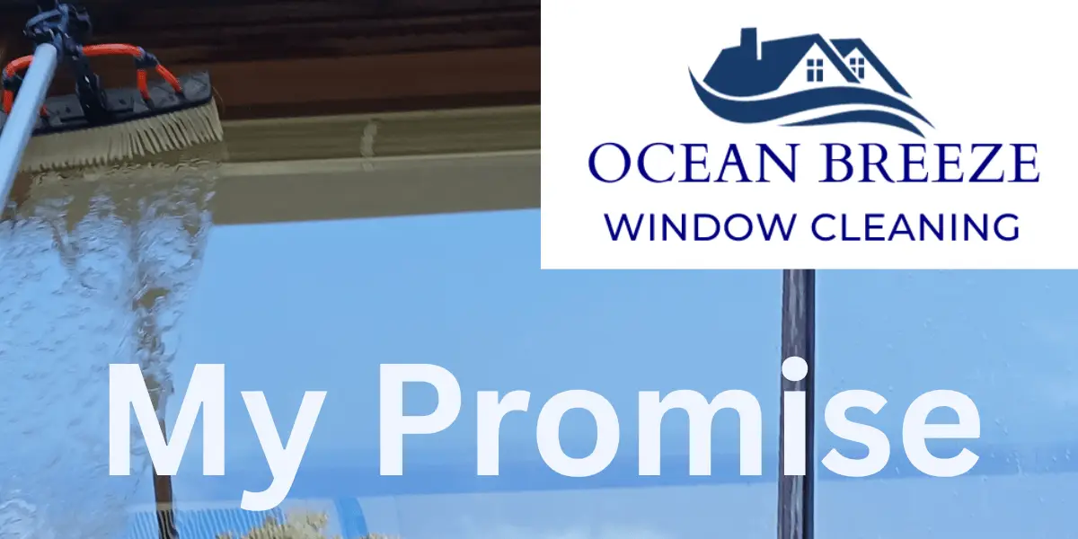 My promise with logo and background water fed pole on window