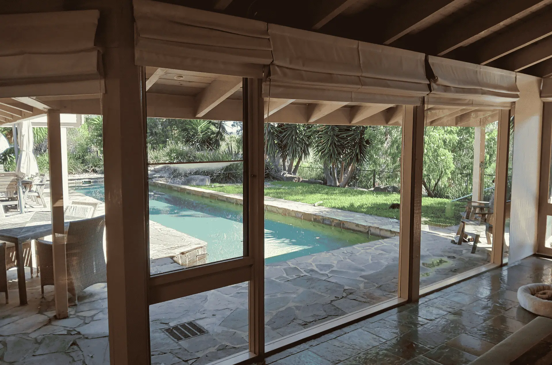 Windows cleaned overlooking the pool