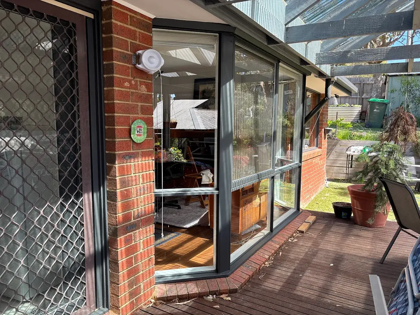 Clean windows overlooking deck