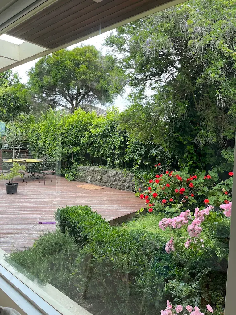 Clean windows overlooking pretty garden